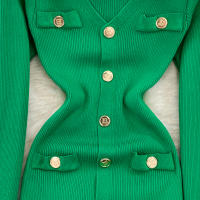 Vestido Midi De Punto REALEFT Para Mujer Con Cuello En V Manga Larga Y Falda Frontal Solta Estilo Casual Color Sólido Otoño Invierno - details 6
