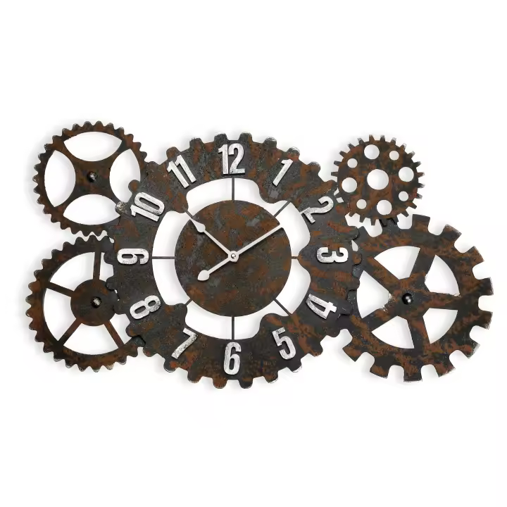 Versa Paarl Reloj de Pared Decorativo para la Cocina, el Salón, el Comedor o la Habitación, , Medidas (Al x L x An) 36,5 x 4,5 x 68 cm, Metal, Color Negro y Marrón - 1