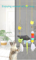 Juguete Interactivo Para Gatos Simulación De Ratón Con Cuerda Y Plumas Juego Divertido Para Gatitos Tren De Puerta Colgante Suministros Para Mascotas Material De Lana Y Plumas - details 2