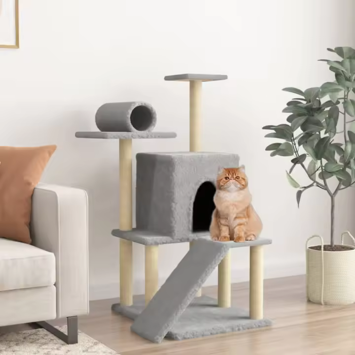 vidaXL Rascador para Gatos con Postes de Sisal Árbol Torre Escalador Color Crema,  Gris claro,  Gris oscuro y mas - 1