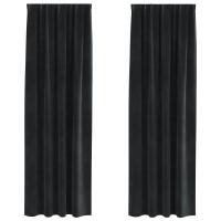 Cortinas blackout vidaXL con cinta superior 2 pcs de terciopelo negro - details 1