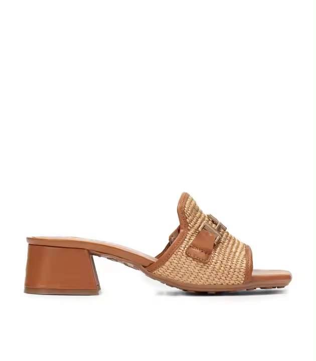 SANDALIAS DESTALONADAS DE PIEL Y RAFIA HISPANITAS DALLAS RHV254071 NATURAL - 1