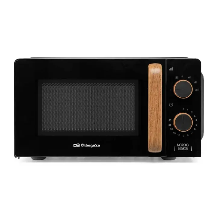 Orbegozo MI 2120 - Microondas con capacidad de 20 litros, diseño nórdico, asa de madera, 6 niveles de potencia, 700 W - 1