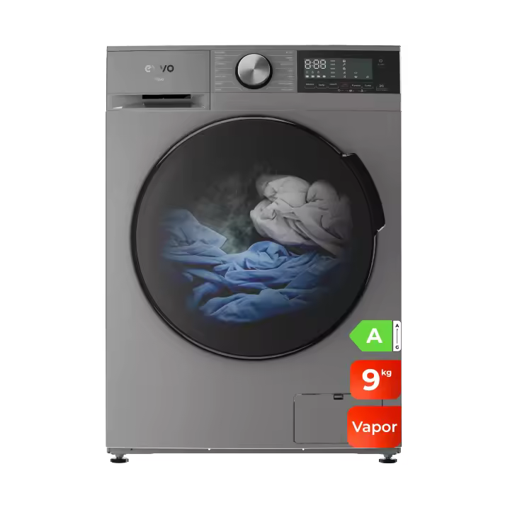 EVVO Lavadora 9 kg carga frontal Nova 9, 1350 rpm, Clase energética A, Motor Inverter, tambor diamante ePROTECT, 14 programas, Función vapor Steam Wash, Smart LOAD, Lavado Rápido 15', Inicio diferido - 1