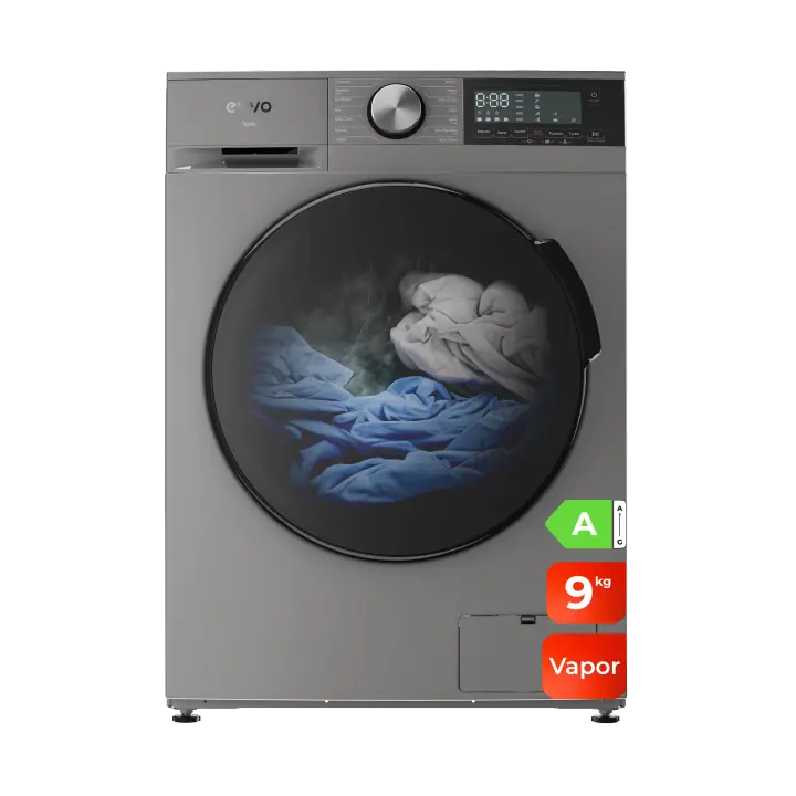EVVO Lavadora 9 kg carga frontal Nova 9, 1350 rpm, Clase energética A, Motor Inverter, tambor diamante ePROTECT, 14 programas, Función vapor Steam Wash, Smart LOAD, Lavado Rápido 15', Inicio diferido - 1
