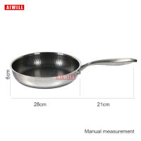 Sartén De Frying AIWILL De Acero Inoxidable 316/304 Calidad Cocina No Adhiere Para Freír Carne Electroestufa Universal 28cm - details 1