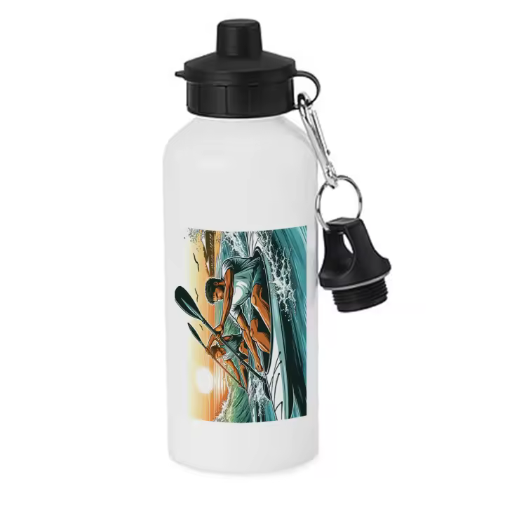MERCHANDMANIA BIDON DEPORTIVO 600 ML ACERO INOXIDABLE CON CHUPON deporte playa kayak amigos competicion botella escolar deporte bicicleta - 1