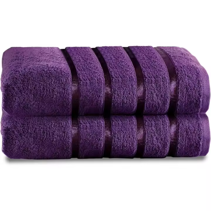 Toallas de baño Jumbo de Lujo, 100% Algodón Hilado en Anillo, Paquete de 2 Toallas Extra absorbentes Resistentes A LA decolor, Egipcio, Berenjena, 80x170 cm - 1