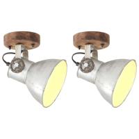 vidaXL 2x Lámparas de Pared/Techo Industrial Plateada 20x25 cm E27 Accesorio Color Plateado,  Blanco, y mas - details 0