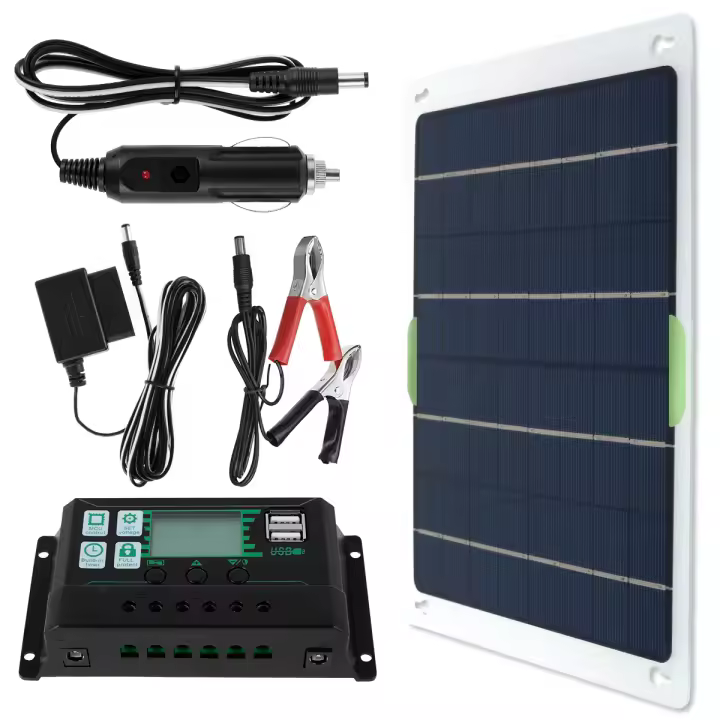 Panel Solar Portátil Impermeable 250W Alta Eficiencia Monocrystalline Cargador De Batería Trickle Para Coche RV Barco 12/24V - 1