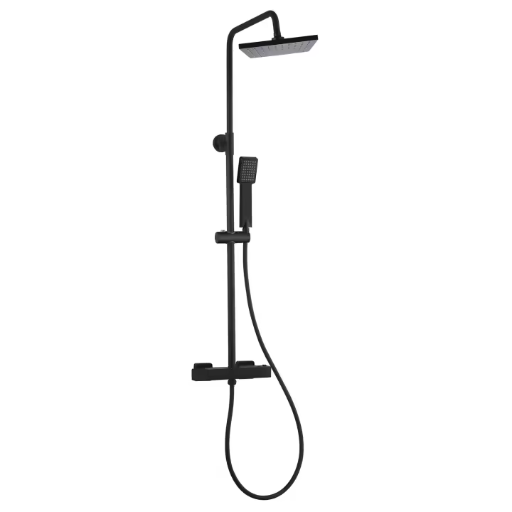 K2O Columna de Ducha K2O Chillout Sea 83-119cm Diseño Cuadrado Negro Mate - Grifo Termostático, Altura Regulable, Ducha - 1