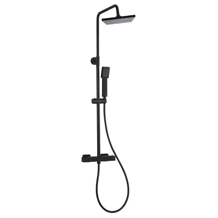 K2O Columna de Ducha K2O Chillout Sea 83-119cm Diseño Cuadrado Negro Mate - Grifo Termostático, Altura Regulable, Ducha - 1