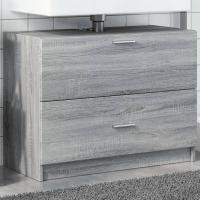vidaXL Armario de lavabo madera de ingeniería 78x37x59 cm en color Blanco/Roble Sonoma/Gris sonoma y más | almacenamiento funcional diseño moderno para baño dormitorio sala - details 2