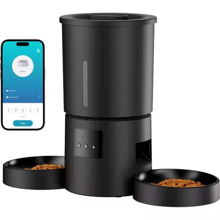 AONBOY Comedero Gatos Perros Automático Doble & App Comedero Automatico Para Gatos Y Perros de 1.5L con WiFi y Temporizador  - Diseño de Comedero Doble para Múltiples Mascotas Gatos O Perros - 1