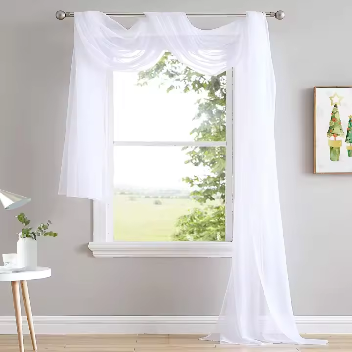 Cortinas de cama con dosel transparente, 216 paneles - Cenefa de gasa transparente para decoración del hogar, ideal para bodas (1 panel, 60 x 216 cm, blanco) - 1