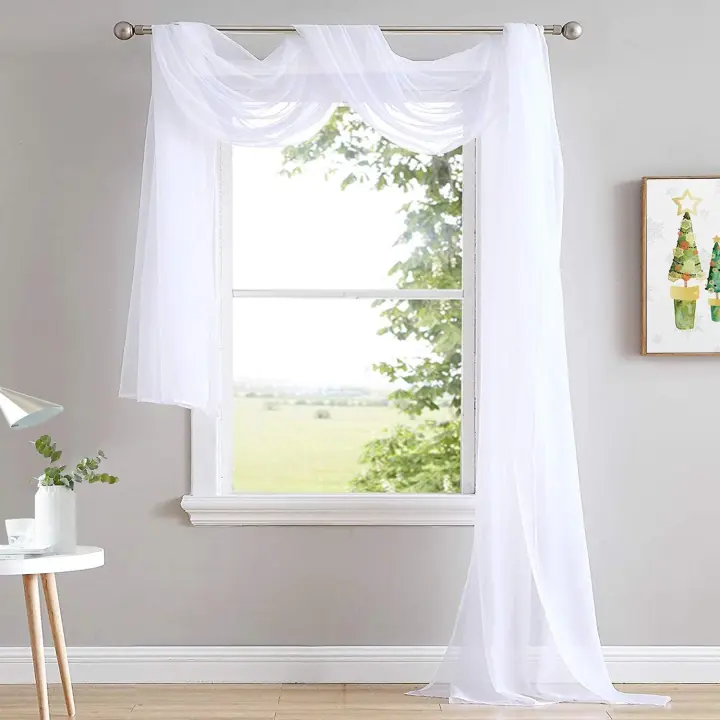 Cortinas de cama con dosel transparente, 216 paneles - Cenefa de gasa transparente para decoración del hogar, ideal para bodas (1 panel, 60 x 216 cm, blanco) - 1