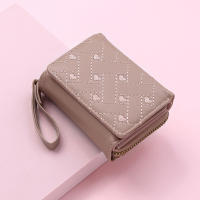 Cartera De Mujer Tri Fold Bolsa De Tarjetas PU Con Múltiples Bolsillos Estilo Coreano Minimalista Bordado De Amor Casual - details 11