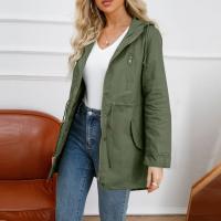 Abrigo De Trench De Algodón Para Mujer plus Talla Con Capucha Estilo Casual Cierre De Cremallera Manga Larga Color Sólido Para Otoño E Invierno - details 32
