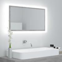vidaXL Espejo de baño acrílico color 80x8,5x37 cm en color Roble Sonoma/Blanco/Gris hormigón | decorativo de pared para baño dormitorio recibidor moderno - details 2