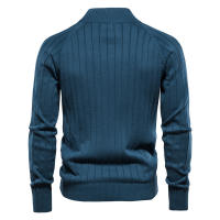 Suéter para Hombre, Chaqueta Cárdigan de Otoño para Hombre, Nuevo suéter Jacquard con Solapa de Color sólido, suéter Informal con Cuello Alto - details 2