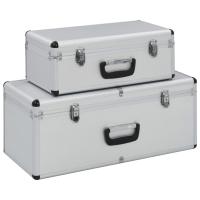 vidaXL 2x Cajas de Almacenamiento Aluminio Maletín Herramienta Taller Color Negro,  Plateado, y mas - details 1