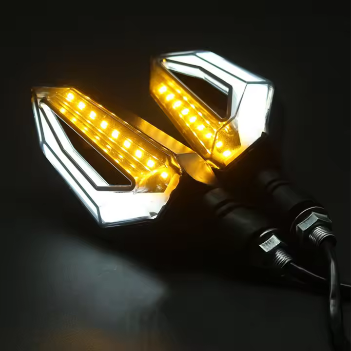 Par De Señales De Giro LED Universales Para Motocicleta 12V IPX-6 Impermeables Luz De Día Indicador Lámpara De Parpadeo - 1