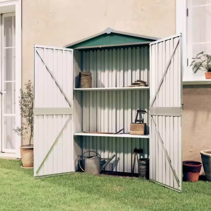 vidaXL Cobertizo de jardín acero galvanizado verde 116x45x175cm - 1