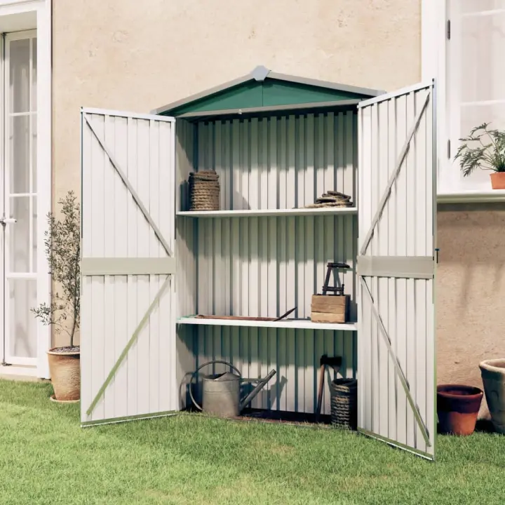vidaXL Cobertizo de jardín acero galvanizado verde 116x45x175cm - 1