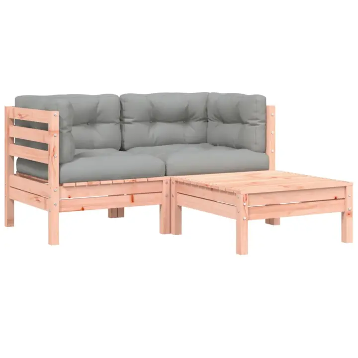 vidaXL Sofá de jardín con cojines y reposapiés 2 plazas Marrón pino, Douglas natural, Impregnado natural Conjunto Terraza Muebles Jardín Exterior Juego de Muebles de jardín Mueble Jardín Exterior Muebles de Salon Exterior - 1