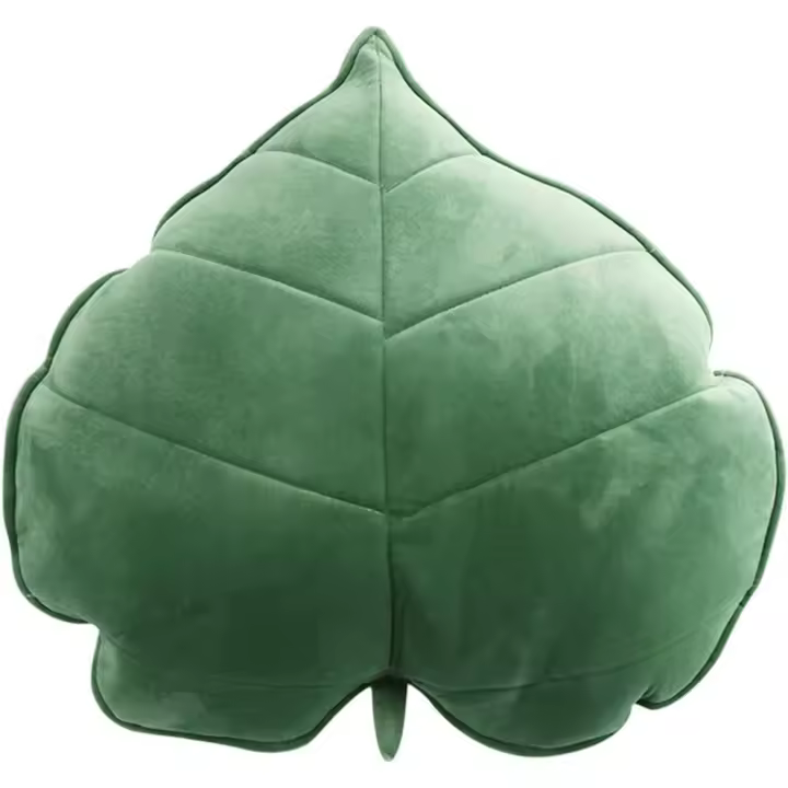 Cojín de hojas en 3D, 50 x 50 cm, cojines decorativos para sofá con forma de planta, cojines de felpa con forma de hoja - 1