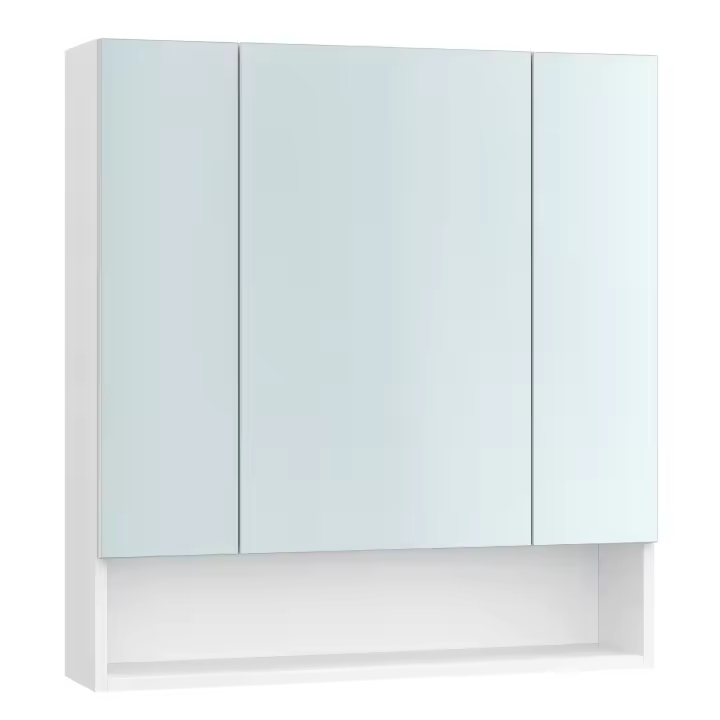 VASAGLE Armario de Baño con Puertas de Espejo, Armario de Pared de Baño, Armario de Pared con Espejo, Compartimento Abierto, Estantes Ajustables, 16,5 x 70 x 75 cm/16,5 x 90 x 75 cm, Blanco Nube - 1
