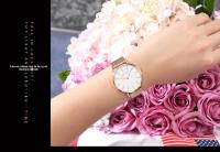 Reloj De Mujer Hannah Martin Con Movimiento Japonés Original Acero Inoxidable Malla Clásico Minimalista Rosado Oro - details 19