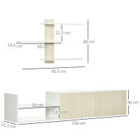 HOMCOM Mueble de Salón para TV Conjunto Mueble de TV con Mesa para Televisor 150x31,5x40 cm y Estante de Pared 95,5x16x60 cm Estilo Moderno Natural - details 2