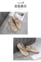 CA Sandalias de mujer de talla grande 2025 con tiras y diamantes de imitación, tacón plano y caña baja. - details 21