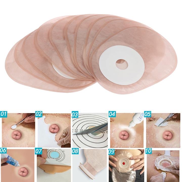 10PCS Bag De Colostomía Desechable De Un Piez Ostomía Cerrada Bolsa De Feces Adhesiva Para Cuidado De La Anorectal