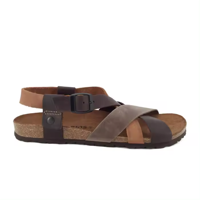 Sandalia de Interbios para hombre, mod.9537, Sandalia toda de piel con suela bio muy cómoda y fresquita para verano - 1
