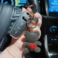 Llavero De Muñeco De Oso De Amor Con Diamantes Cerámica Y Metal Grande En Forma Circular Regalo Pequeño Para Niñas - details 14