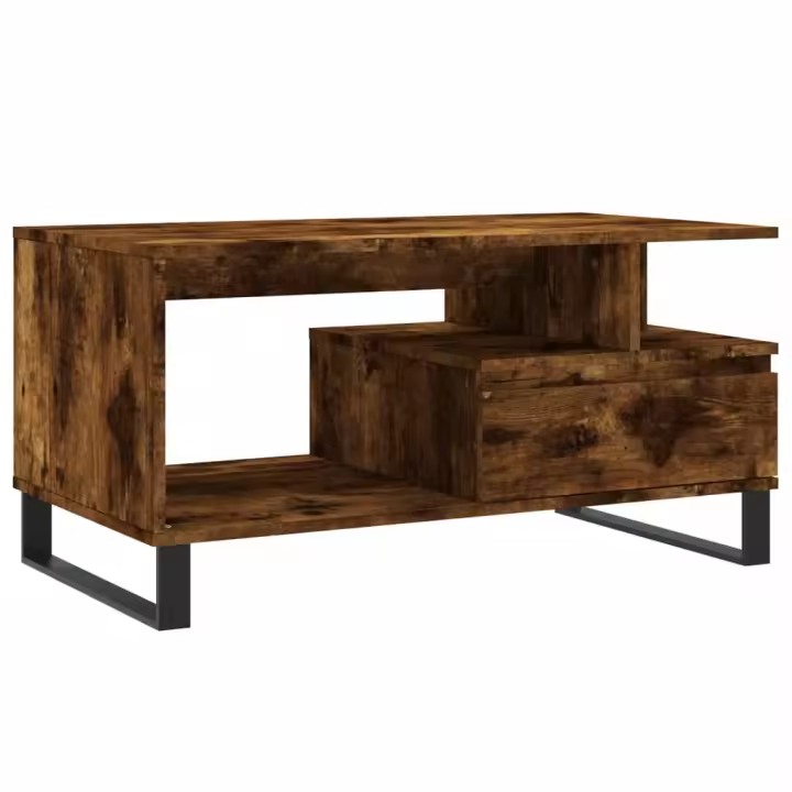 Mesa de Centro Madera contrachapada Roble Ahumado 90x49x45cm - 1