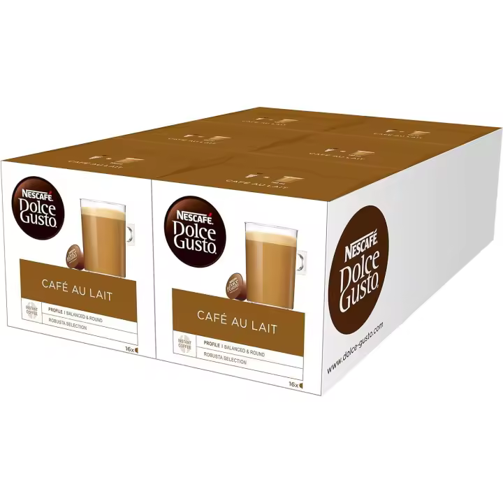 Nescafé Dolce Gusto - Café con leche, Pack de 6 Paquetes, 6 x 16 cápsulas  TOTAL 96 CAPSULAS DE CAFE CON LECHE - 1