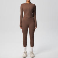 SSITO Traje de Yoga de 2 UDS., Conjunto Deportivo de Gimnasio para Mujer, chándales para correr con Cremallera, ropa Deportiva de entrenamiento, Camisa Deportiva Larga de manga, ropa de Yoga - details 2
