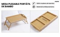 UNYCOS Mesa auxiliar plegable de bambú con divisor para ordenar, lectura y desayuno (work table) - details 0