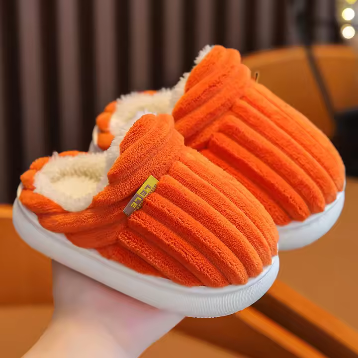Zapatillas De Algodón Para Niños Zapatos De Bebé Grueso Y Cálidos Para El Invierno En Casa Anti-derrapantes Unisex - 1