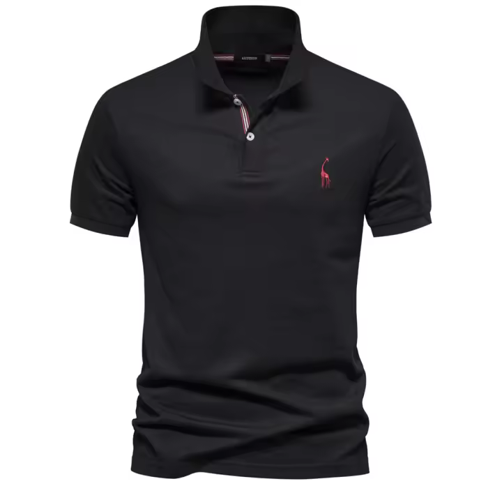 MOV-Camiseta POLO bordada con ciervo de algodón 80% de talla europea de alta calidad para hombre, camiseta básica de manga corta con solapa de color sólido para hombre - 1