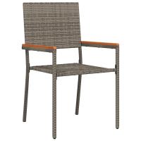 Sillas apilables de jardín vidaXL con cojines 2 pcs Gris Ratán Poliéster - details 2