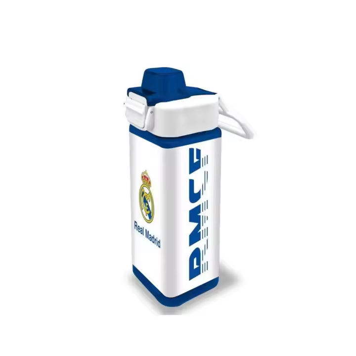 CANTIMPLORA RECTÁNDULAR REAL MADRID AZUL Y BLANCA CON LOGO DEL ESCUDO. CAPACIDAD 600ML. KIDS EUROSWAN - 1