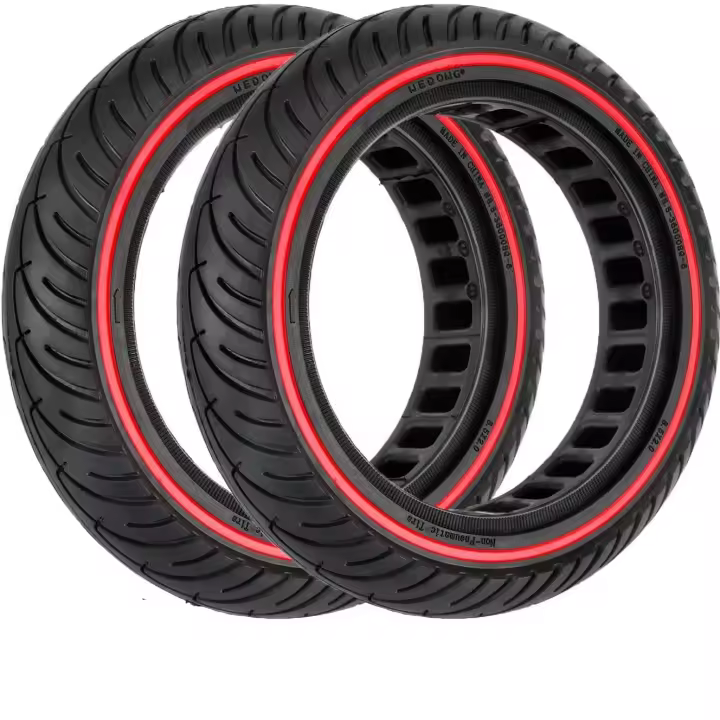2 Piezas Neumático sólido de 8.5 pulgadas para Patinete Electrico Rueda de 8,5 Pulgadas, Rueda de Repuesto Antipinchazo, Neumáticos de Reemplazo delantero/trasero Compatible con Xiaomi M365 y PRO, Ducati, Lexgo, Vivobike, (Rojo) - 1