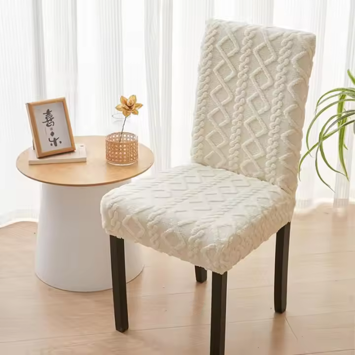 Funda De Silla De Comedor Gruesa Tela Jacquard Suave Cubierta Elástica Para Oficina Silla De Sala De Estar Color Sólido Fundas De Silla Para Boda Y Banquete - 1