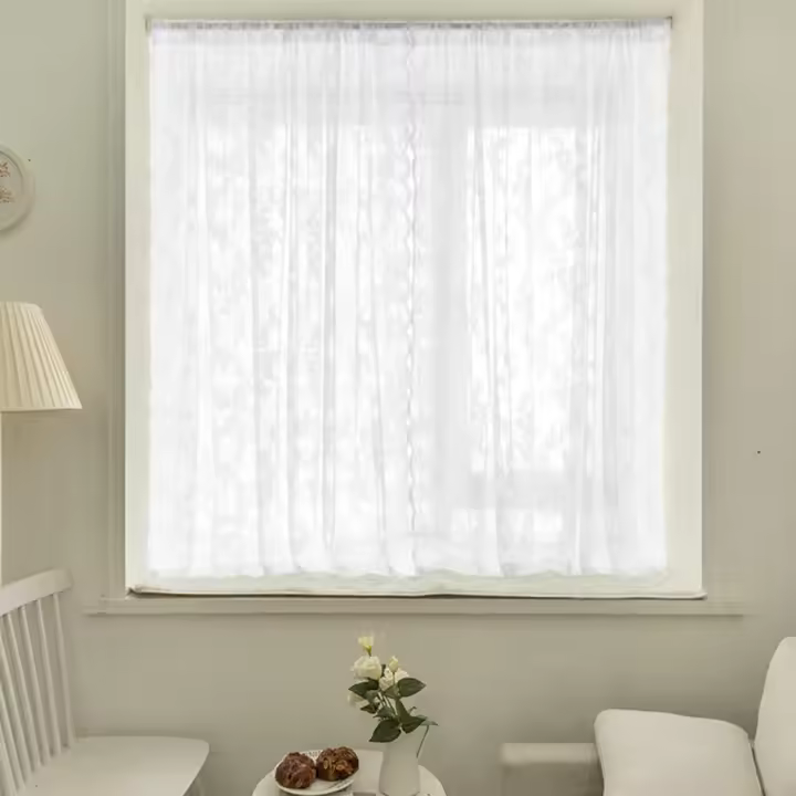 Cortina De Encaje Sin Perforar Para Puerta Blanca Translúcida Estilo Europeo Y Americano Para Dormitorio Y Ventana De Baía - 1