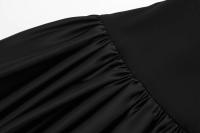 Vestido De Fiesta Vintage Negro TRAFZA Para Mujer Con Volantes Y Cuello En V Vestido Chic De Club De Noche Con Falda Midi Sin Mangas Cuello En V Ajuste Suave Estilo A-line - details 7