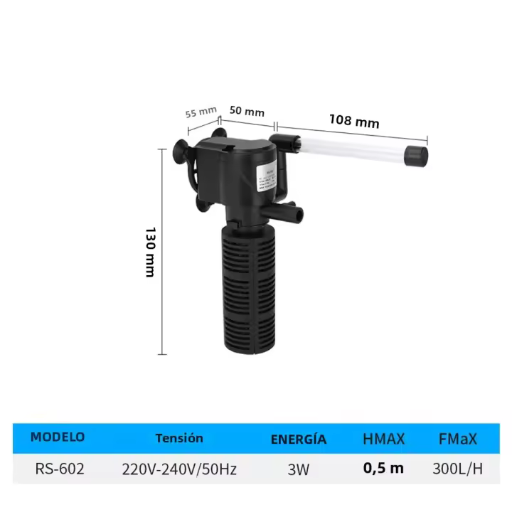 Filtro De Acuario Silencioso 3 En 1 Con Bomba Interna Y Purificador De Agua Accesorios Para Filtro Submersible De Oxígeno - 1